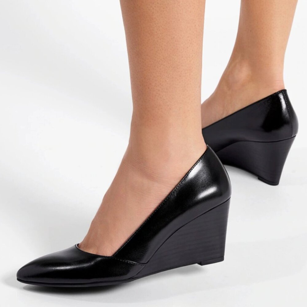 FRANCO SARTO Frankie Wedge Pumps In Black Leather